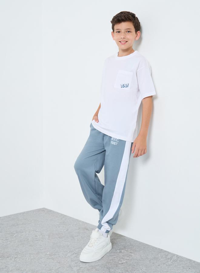 Styli Boys Light Blue Joggers With Side Stripe - Image 2